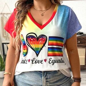 Super cute plus size pride rainbow tee